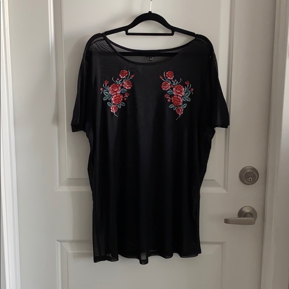 sheer black plus size top